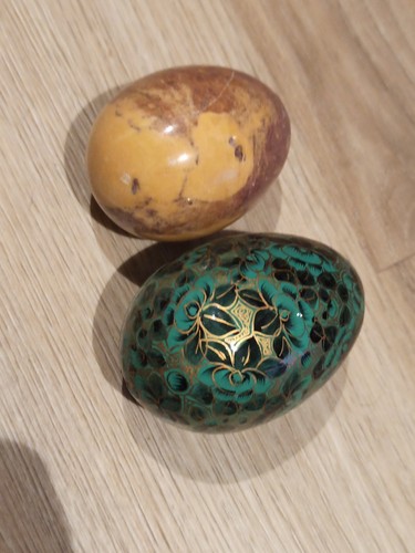 5 Ostereier vintage russisch, handbemalt, Holz, 1 Marmorei - Bild 2 von 3