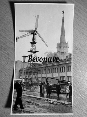 Foto Leipzig sowjetische Windkraftanlage WEM-2 1956 zur Leipziger Messe original