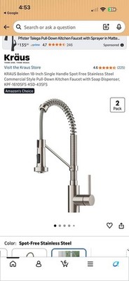 KRAUS Bolden Commercial Style 2-Function Single Handle Pull Down Kitchen Faucet