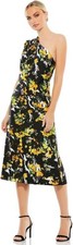 Ieena For Mac Duggal 55630 Black Multi Floral Sleeveless Midi Dress Size 14 NWT
