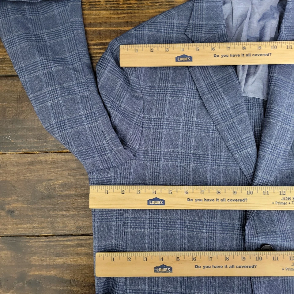 Abrigo Blazer Deportivo Para Hombre Zanella Dos Botones Azul Lana a Cuadros MOD 124016 Talla 44S Foto 2 de 4