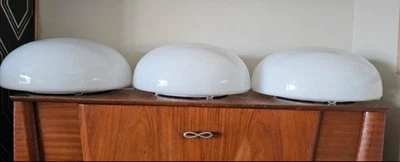 35cm Vintage 1950's Opaline hemispherical Hailware Ceiling Lights Art Deco Flush - Image 1 of 4