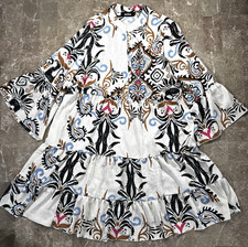 miduo Geometric Summer Dress M Casual Ruffle Bell Sleeve Bohemian Tribal Print 