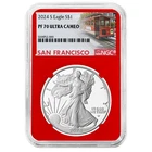 2024-S Proof $1 American Silver Eagle NGC PF70UC Trolley Label Red Core