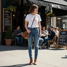 Kurt Geiger London “Kurt’s Motel” Graphic Tee White Peach Logo Size M/L