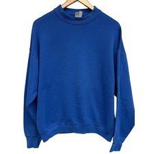 VTG 90s FOTL Blank S.S. Crewneck Sweatshirt Well Worn Blue Men's XL