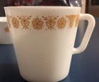 Vintage Pyrex Butterfly Gold Milk Glass Coffee Mug Cup Corning 1970s