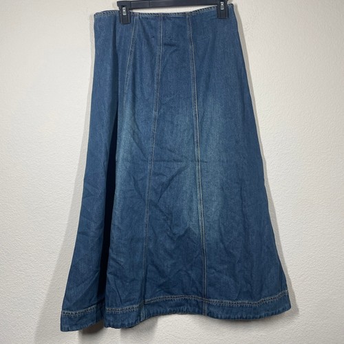 Gonna denim midi Habitual 8/29 marea blu misto cotone svasata lunghezza intera bottoni - Foto 4 di 12