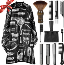 12PCS Hair Cutting Comb Set - Barber Combs for Men  Stylists - Barber Cape with