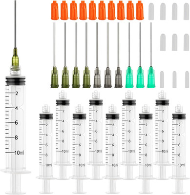 10ml Glue Applicator Syringe with 14G/16G/18G Blunt Tips   For Ink, Epoxy, Craft