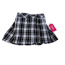 Justice Plaid Pleated Skirt Girls Black White Blue Size 10 / 26102