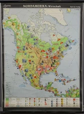 Mural Map Vintage Rollable Wall Chart North America Economy