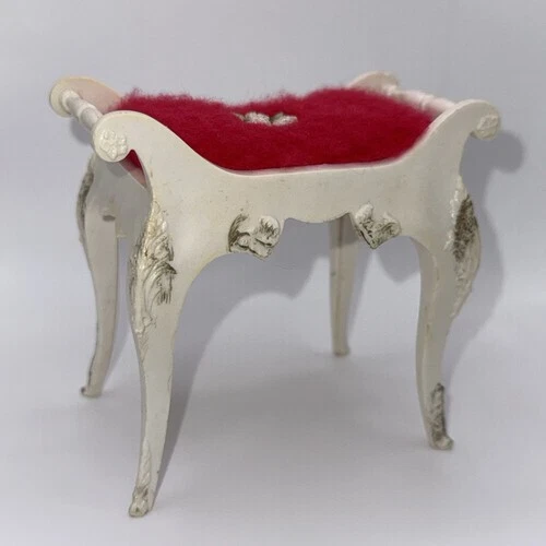 Vintage 1963 Barbie Suzy Goose Bench Vanity Stool Seat Chair Red Furniture