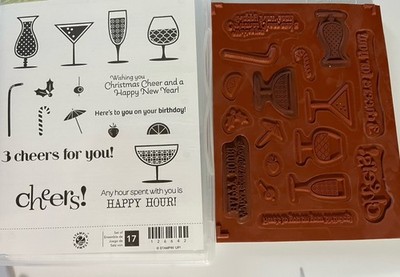 Stampin up Half Full 10 Rubber Stamp Set Celebrate Friends Wine Drinks