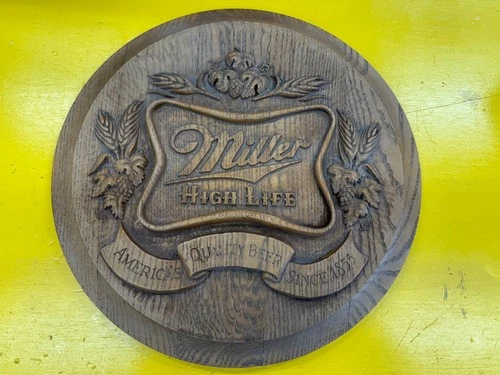 Vintage Miller High Life Beer Sign brew advertising round plastic