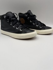 Converse Chuck Taylor All Star High Top Black Leather Sneakers Youth Size 5