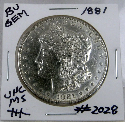 1881 MORGAN SILVER DOLLAR FROM ORIGINAL BANK BAG GEM BU US MINT #2028