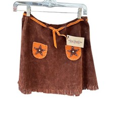 Vintage Western Cowgirl Brown Suede Fringed Skirt XL Straight Pencil