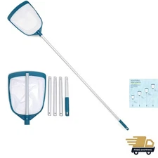 Upgrades Swimming Pool Leaf Net Skimmer Rake with Adjustable Aluminum Pole an...