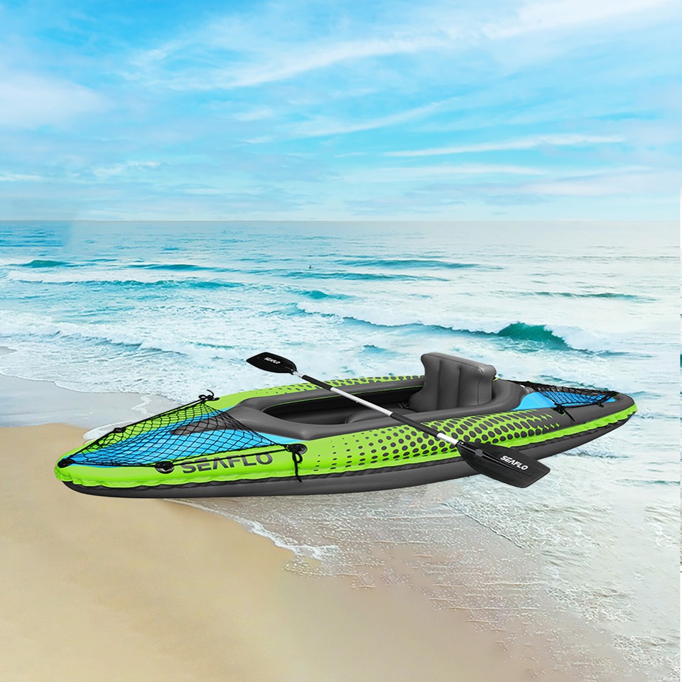 EliteShield 1 Person Solo Inflatable Kayak Includes Aluminum Paddles ...