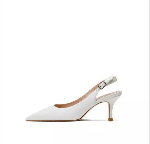 Women New Patent Leather Pointy Toe Slingbacks Shoes Kitten Heel Pump Sandals - Picture 4 of 21
