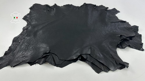 BLACK GRAINY VEGETABLE TAN Thick Italian Lamb leather 5 skins 28+sqf 1.5mm C4687 - Picture 2 of 7