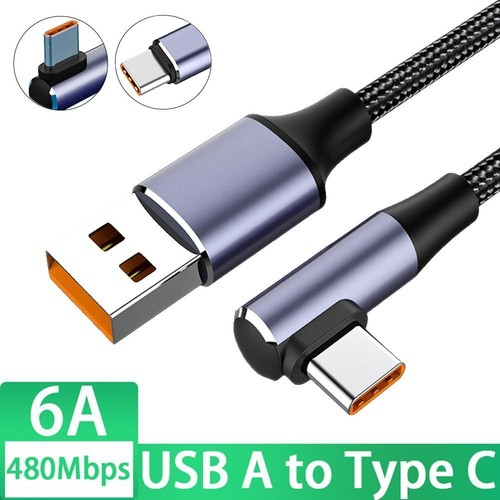 PD remises 100W Charging Cable 90 Degree Data Cord USB A to Type C Line Laptop