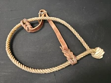 VINTAGE Western Horse Leather Bit Hanger Bridle Braided Rawhide Bosal Headstall