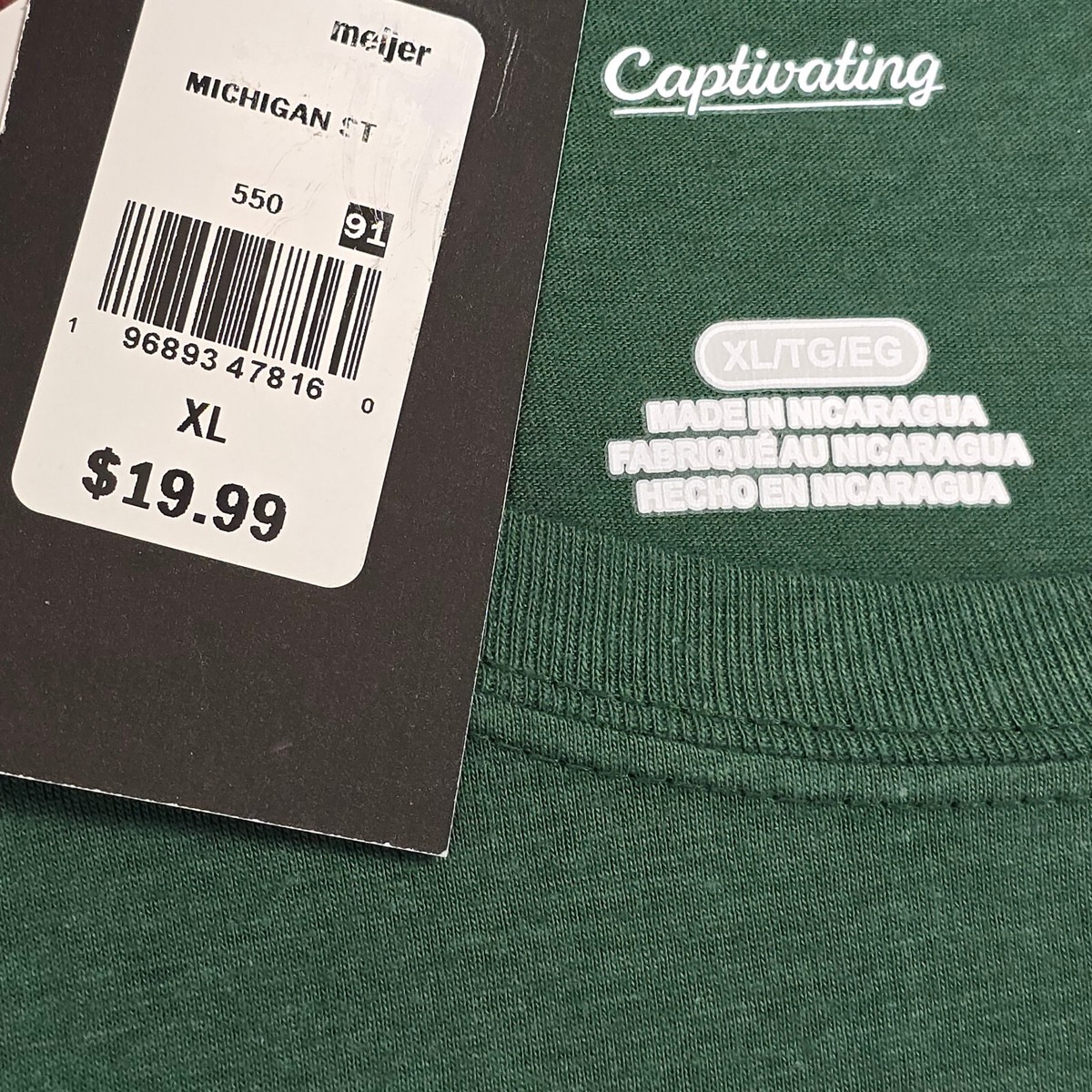 ☆とーい☆ Michigan State Shirt Mens Green EXTRA LARGE XL FOOTBALL COLLEGE