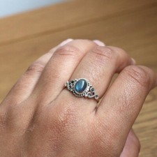 Blue Labradorite 925 Sterling Silver Ring Handmade Women Ring Gift For Her