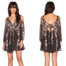 Free People Penny Lover Mini Dress Fairy Whimsigoth Raven Combo - Size M