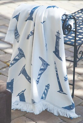 COASTAL LIGHTHOUSE RAYON THROW BLANKET - 48'' X 60''