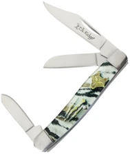 Elk Ridge Stockman Pocket Knife Mirror Finish 3Cr13 Steel Blades Acrylic Handle