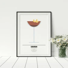 Suburban Cocktail Printed Artwork Rum Cocktail Print For Kitchen Wall