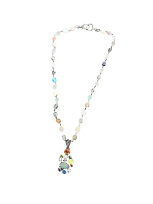 FOSSIL BRAND Multicolored Stone Statement Pendant Necklace 25