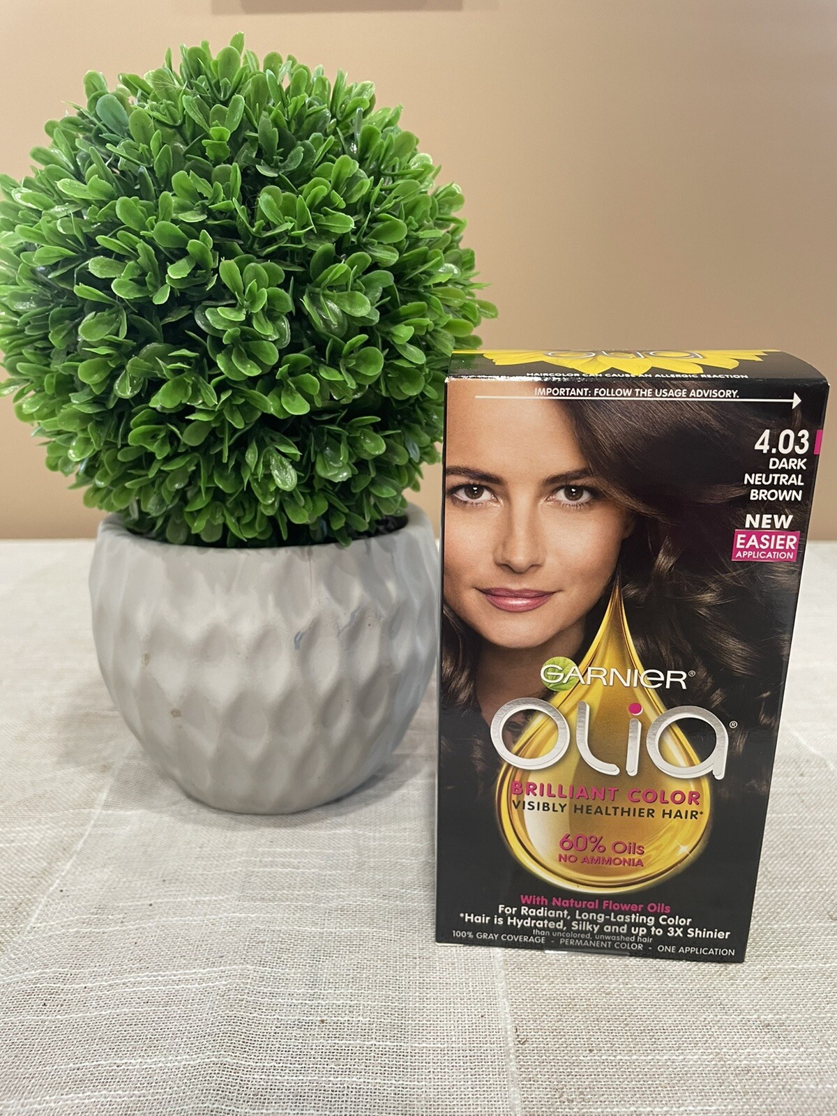 3 ~ Garnier Olia 4.03 Dark Neutral Brown Permanent Hair Color Dye New