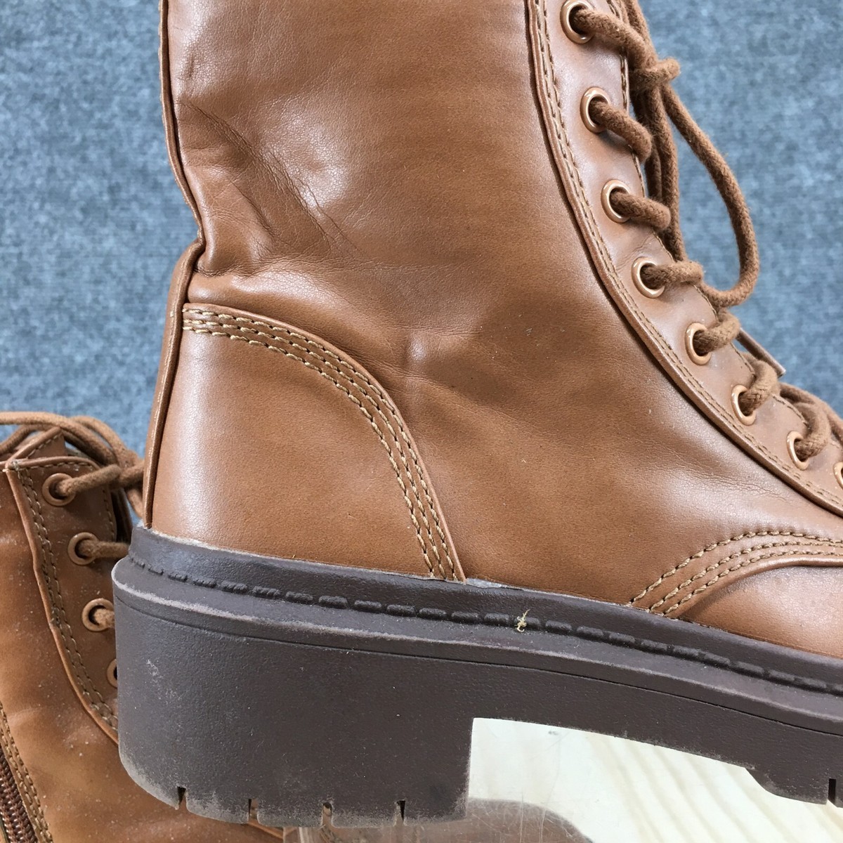 Aldo Boots Womens 6.5 Goer Cap Toe Lugsole Bootie Brown Faux