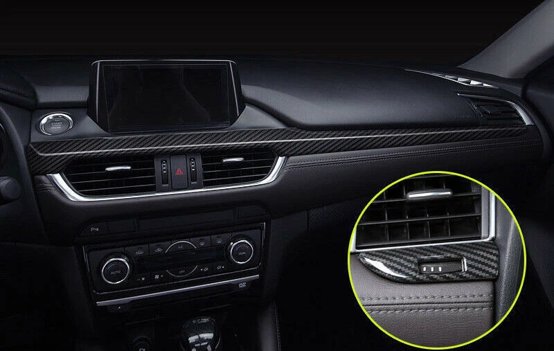 For Mazda 6 2016-2017 Carbon Fiber interior Console Dashboard Strip Trim Covers Foto 3 de 4