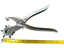 Vintage Leather Hole Puncher Chrome Metal 6 Sizes