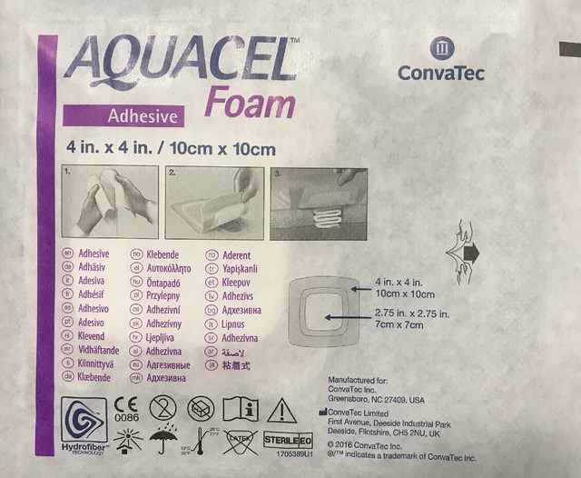 LOT of 10 ConvaTec Aquacel Foam Dressing, 4" X 4", Adhesive EXPIRE