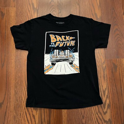 Riot Society Back To The Future DeLorean Mens Medium Black T-Shirt Made In USA