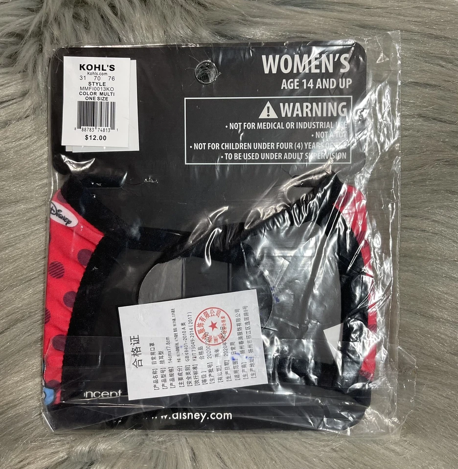 New Disney Minnie Mouse Fabric Face Mask Womens 14yrs + Cute! - Image 3 of 4