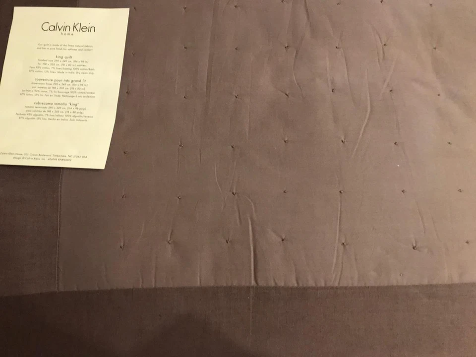 Calvin Klein Algodón Lino Punto King Edredón Cobertor Glicinia Nuevo Foto 2 de 4