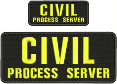 CIVIL PROCESS SERVER EMBROIDERY PATCH 4X10 AND 2X5 HOOK ON BACK YELLOW ...