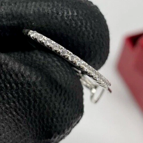 Coppia di Orecchini cerchietti oro bianco 18kt carati nuovo uomo donna puntiluce - Immagine 4 di 4