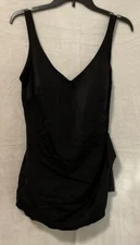 Roxanne Classics Swimsuit 1PC Black V-Neck Sarong Full Coverage Size 16/40DD