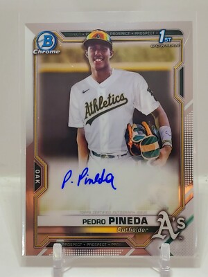 2021 Bowman Chrome 1st Pedro Pineda Base Auto A's HOT ROOKIE RC Autograph C4