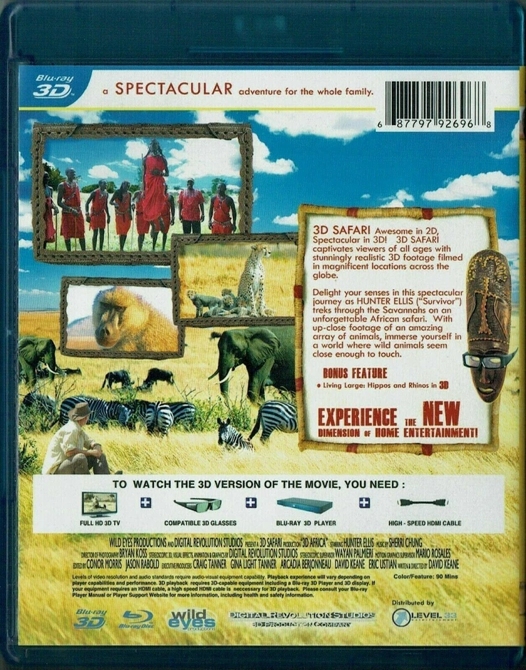 SAFARI 3D - Africa - Blu-Ray. Hunter Ellis. New Sealed - Image 2 of 4