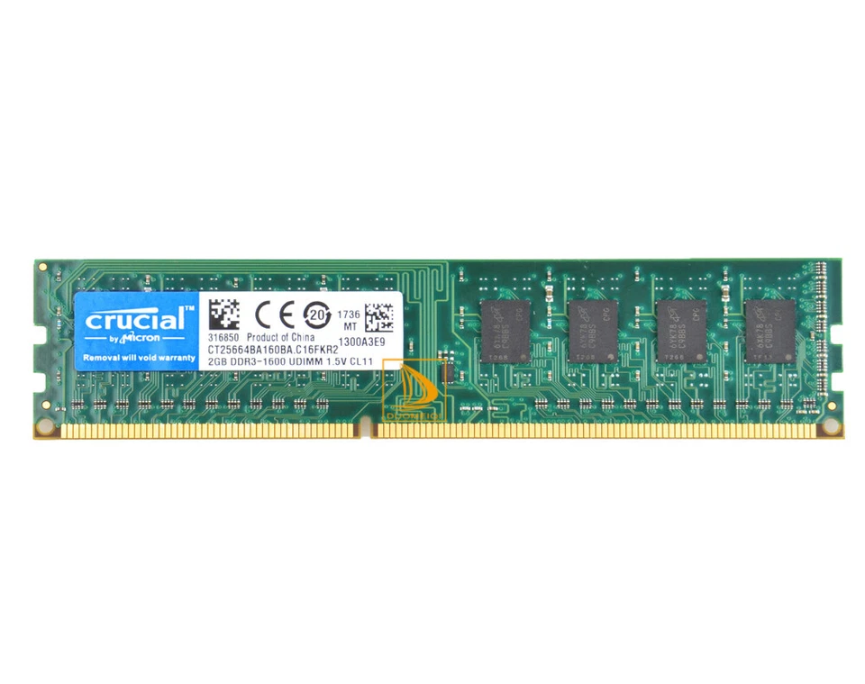 8GB RAM Crucial 4X 2GB 2Rx8 PC3-12800 DDR3 1600MHZ CL11 DIMM Desktop Memory G&S& - Image 2 of 4