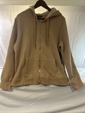 Bebe Full Zip Logo Hoodie Beige Fleece Lined Hood Womens 1X
